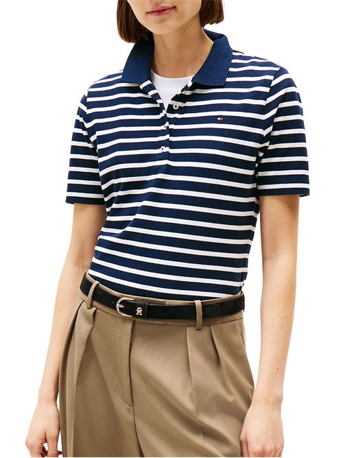 Polo donna blu/bianco in cotone Tommy Hilfiger | WW0WW432250X4